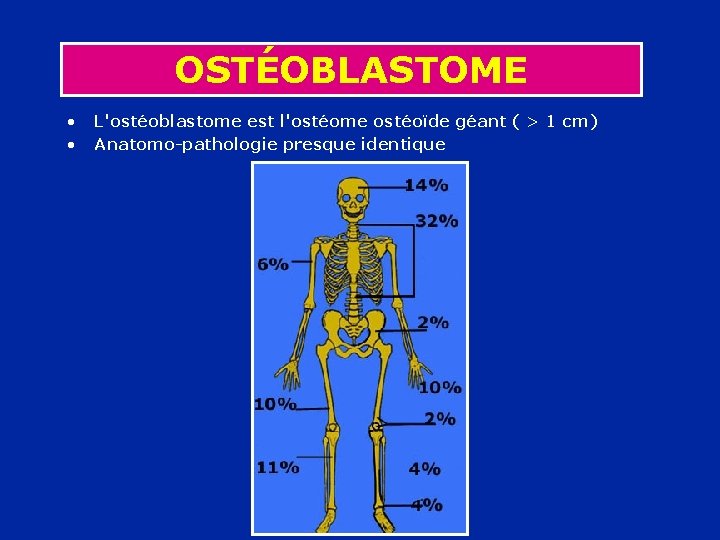 OSTÉOBLASTOME • • L'ostéoblastome est l'ostéome ostéoïde géant ( > 1 cm) Anatomo-pathologie presque
