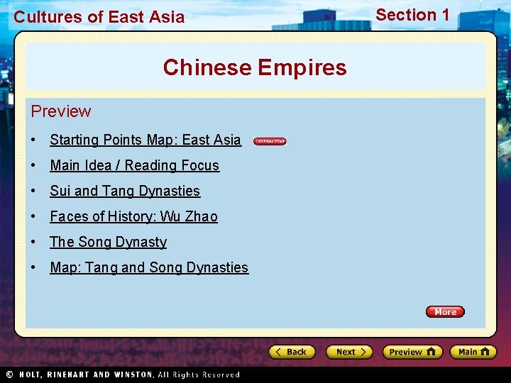 Cultures of East Asia Chinese Empires Preview • Starting Points Map: East Asia •