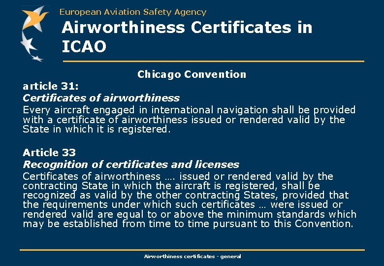 European Aviation Safety Agency Airworthiness Certificates General ...