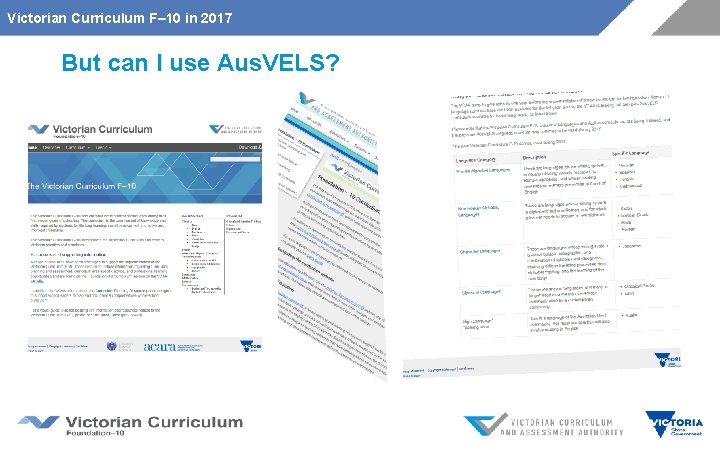 Victorian Curriculum F– 10 in 2017 But can I use Aus. VELS? 