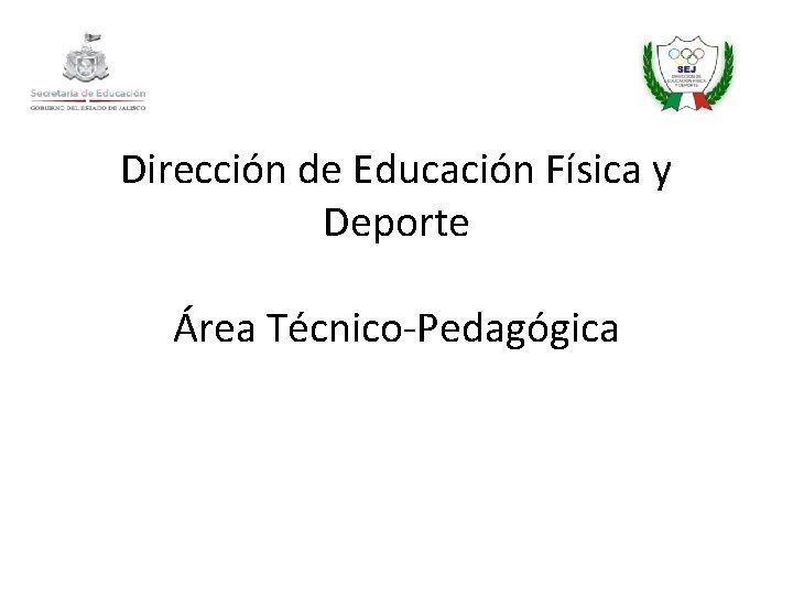 Direccin de Educacin Fsica y Deporte rea TcnicoPedaggica