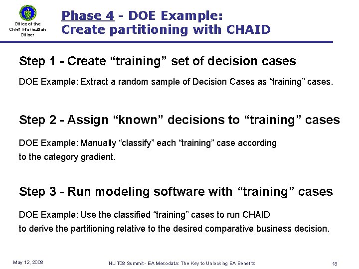 Office of the Chief Information Officer Phase 4 - DOE Example: Create partitioning with