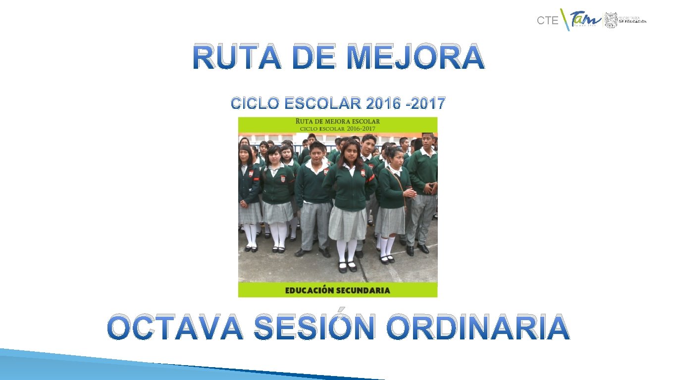 CTE RUTA DE MEJORA CICLO ESCOLAR 2016 -2017 OCTAVA SESIÓN ORDINARIA 