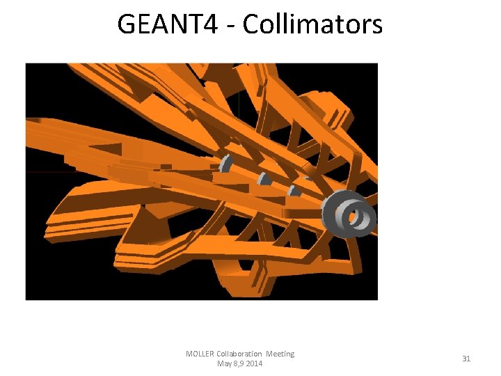 GEANT 4 - Collimators MOLLER Collaboration Meeting May 8, 9 2014 31 