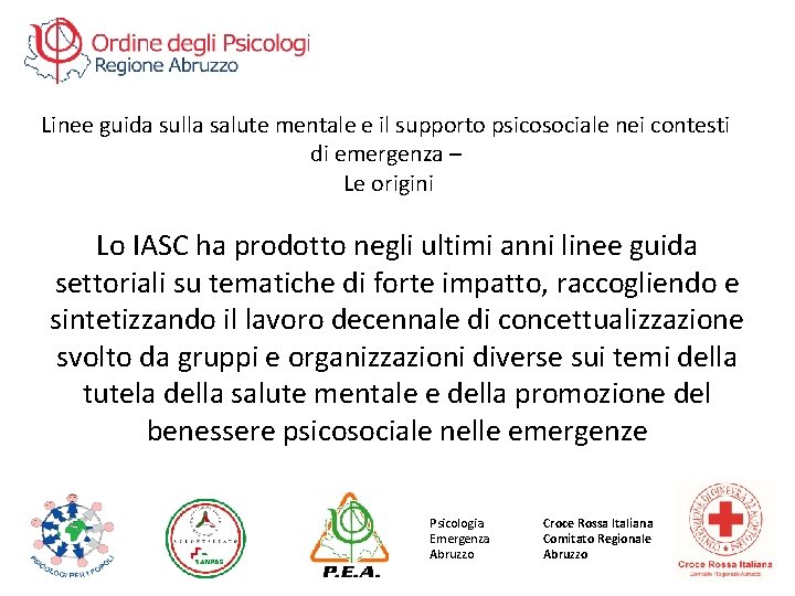 Linee guida sulla salute mentale e il supporto psicosociale nei contesti di emergenza –