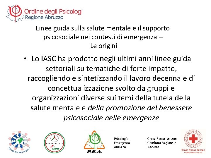 Linee guida sulla salute mentale e il supporto psicosociale nei contesti di emergenza –