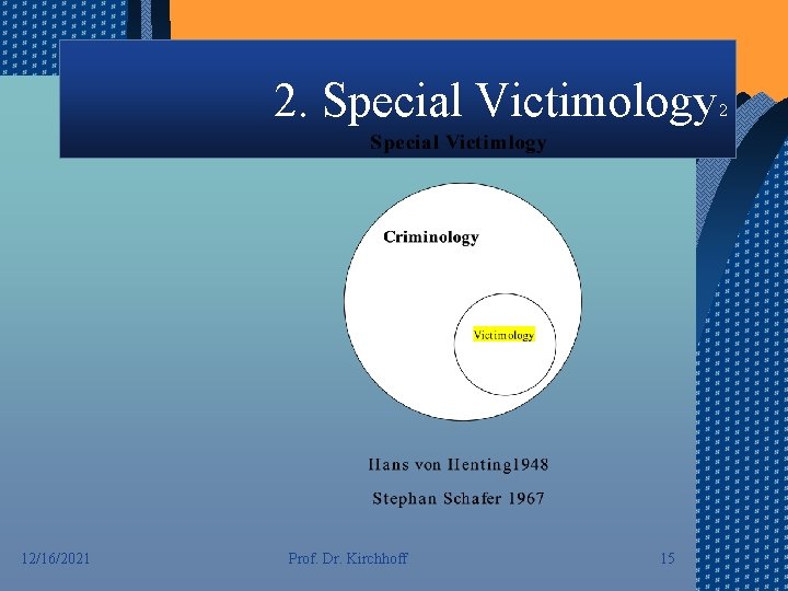 2. Special Victimology 12/16/2021 Prof. Dr. Kirchhoff 15 2 