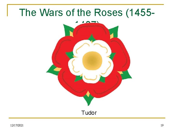 The Wars of the Roses (14551487) Tudor 12/17/2021 19 