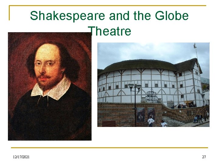 Shakespeare and the Globe Theatre 12/17/2021 27 