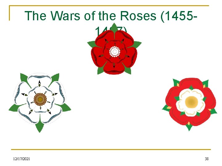 The Wars of the Roses (14551487) 12/17/2021 38 