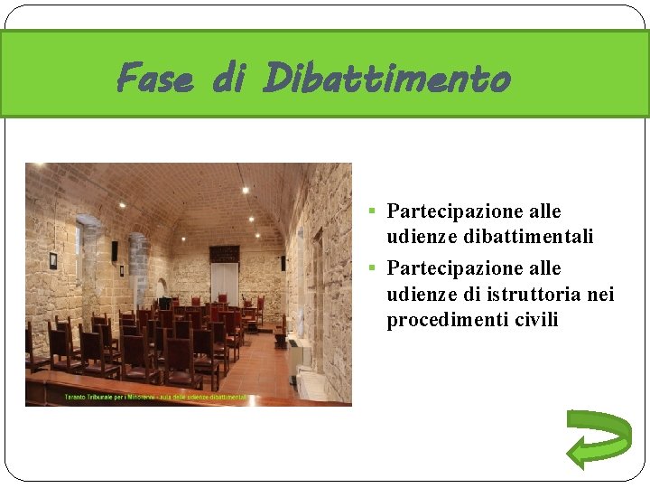 Fase di Dibattimento § Partecipazione alle udienze dibattimentali § Partecipazione alle udienze di istruttoria