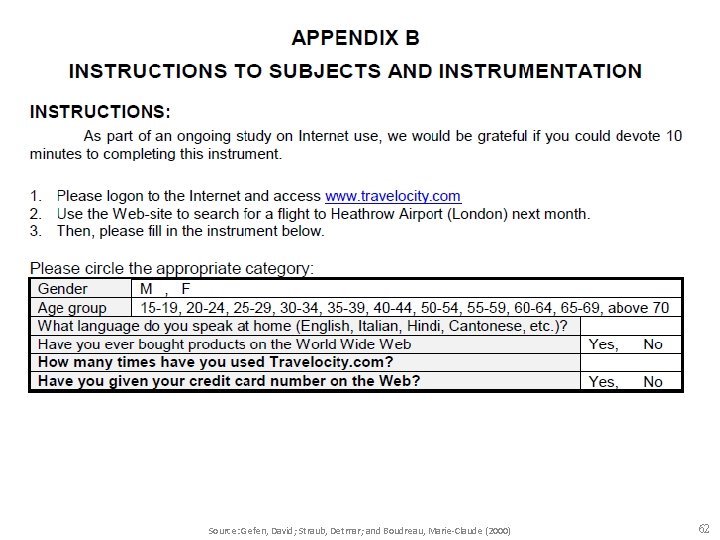 Source: Gefen, David; Straub, Detmar; and Boudreau, Marie-Claude (2000) 62 