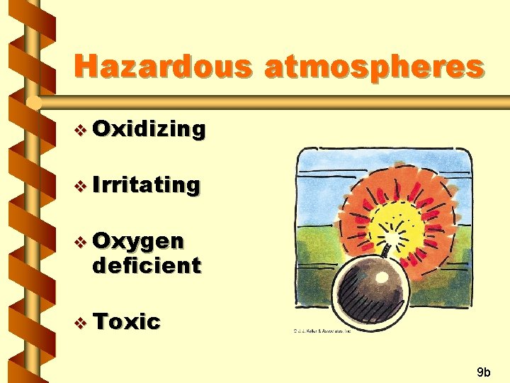 Hazardous atmospheres v Oxidizing v Irritating v Oxygen deficient v Toxic 9 b 