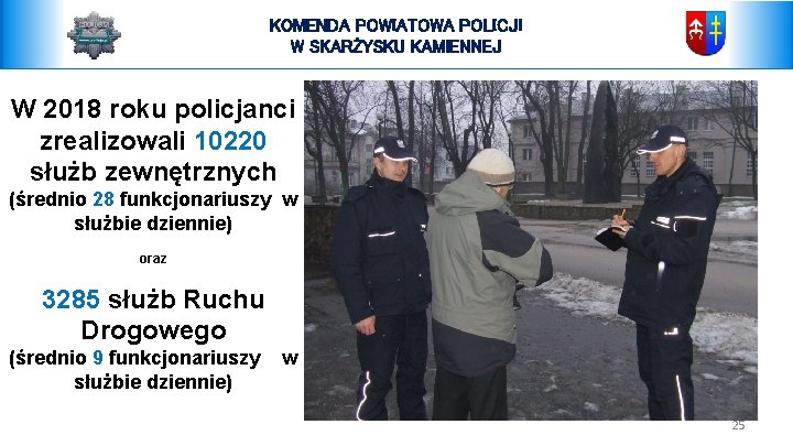 KOMENDA POWIATOWA POLICJI W SKARŻYSKU KAMIENNEJ W 2018 roku policjanci zrealizowali 10220 służb zewnętrznych