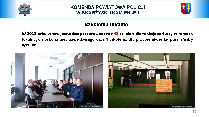 KOMENDA POWIATOWA POLICJI W SKARŻYSKU KAMIENNEJ Szkolenia lokalne W 2018 roku w tut. jednostce
