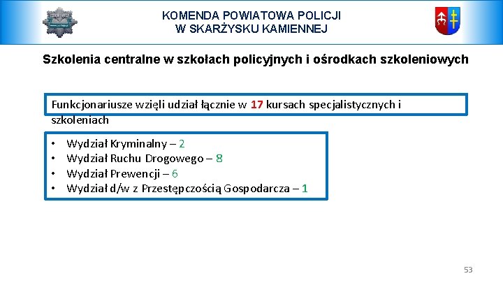 KOMENDA POWIATOWA POLICJI W SKARŻYSKU KAMIENNEJ Szkolenia centralne w szkołach policyjnych i ośrodkach szkoleniowych