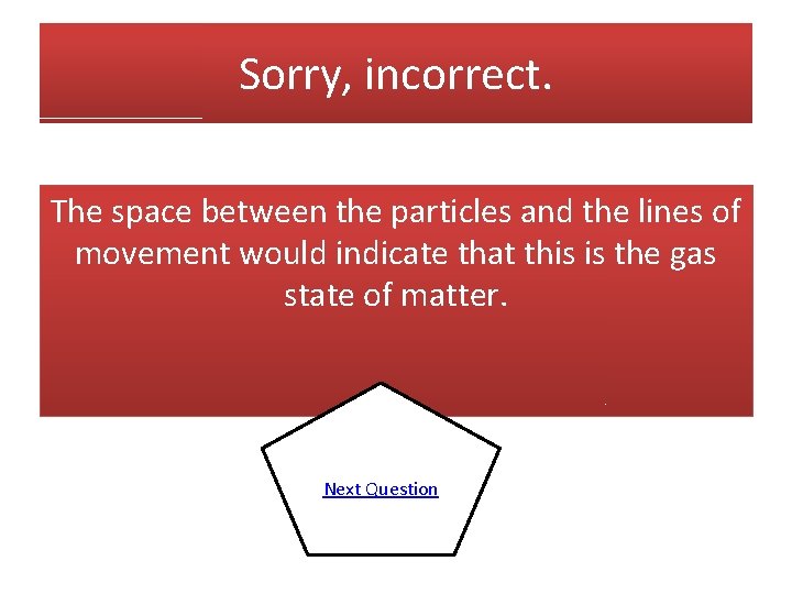 Sorry, incorrect. The space between the particles and the lines of movement would indicate