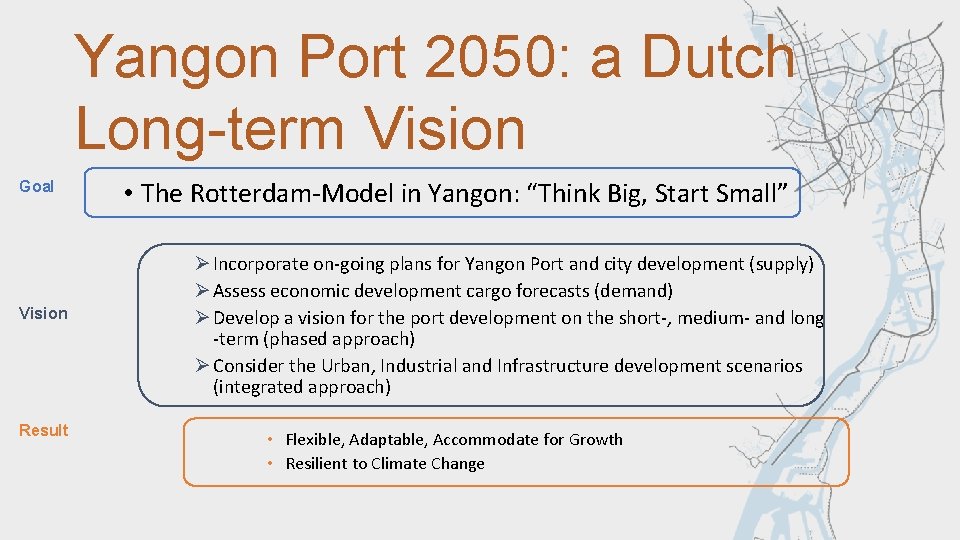 Yangon Port 2050: a Dutch Long-term Vision Goal Vision Result • The Rotterdam-Model in