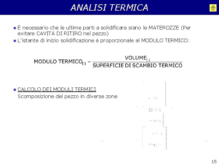 ANALISI TERMICA n n n È necessario che le ultime parti a solidificare siano