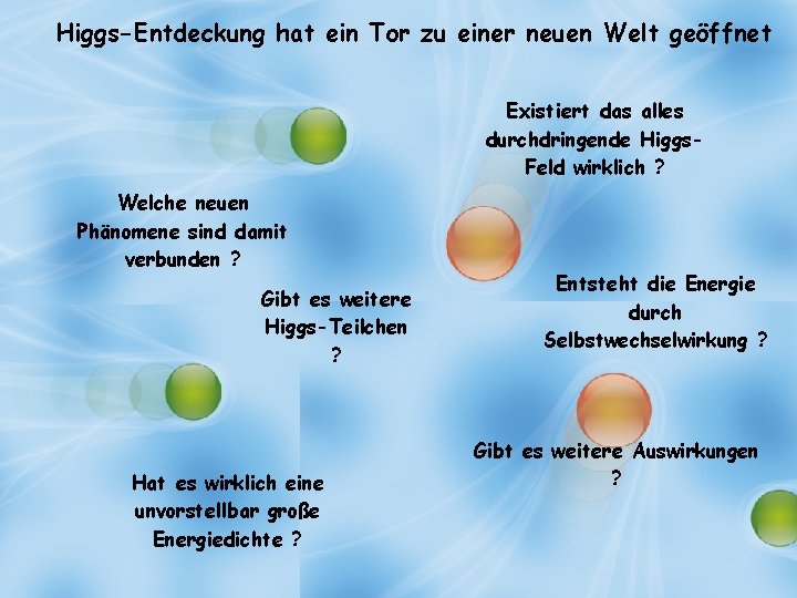 Higgs-Entdeckung hat ein Tor zu einer neuen Welt geöffnet Existiert das alles durchdringende Higgs.