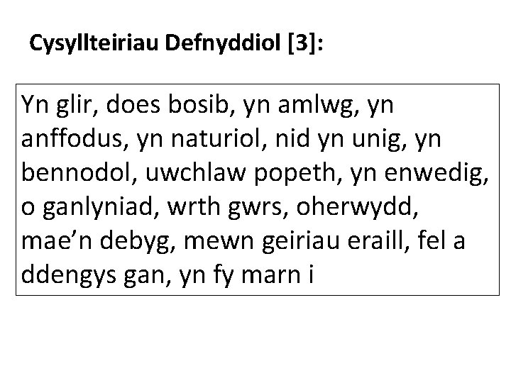 Cysyllteiriau Defnyddiol [3]: Yn glir, does bosib, yn amlwg, yn anffodus, yn naturiol, nid