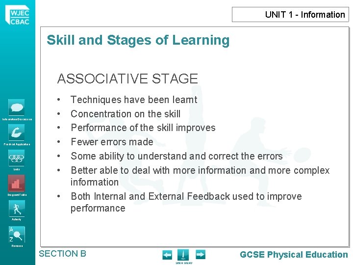 UNIT 1 - Information Skill and Stages of Learning ASSOCIATIVE STAGE Information/Discussion Practical Application