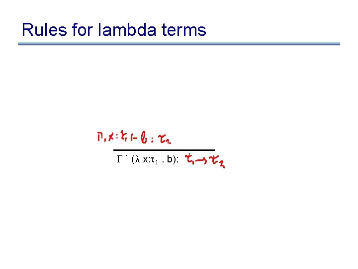Rules for lambda terms ` ( x: 1. b): 