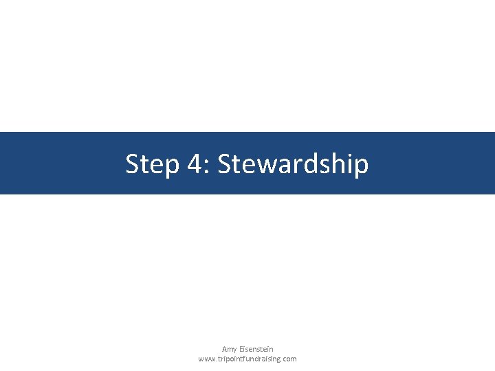 Step 4: Stewardship Amy Eisenstein www. tripointfundraising. com 