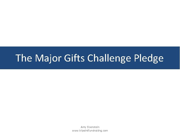 The Major Gifts Challenge Pledge Amy Eisenstein www. tripointfundraising. com 