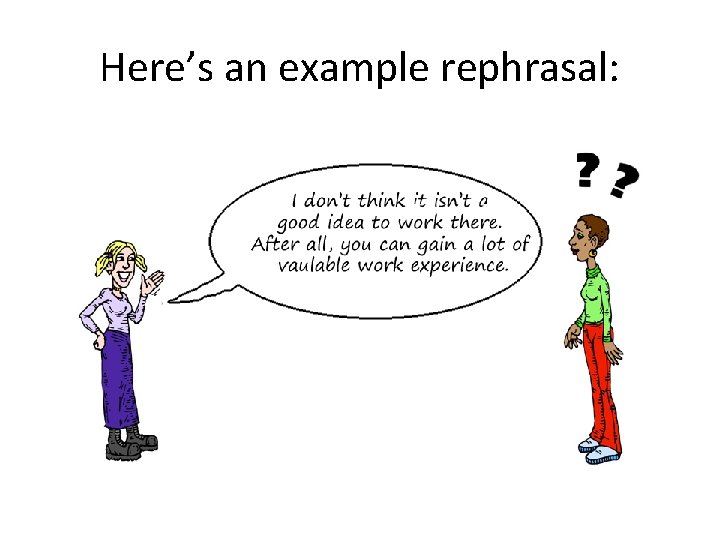 Here’s an example rephrasal: 