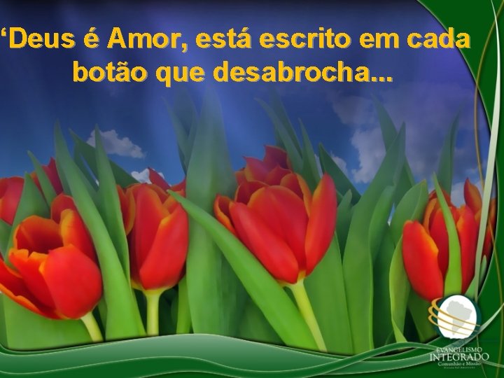 “Deus é Amor, está escrito em cada botão que desabrocha. . . 