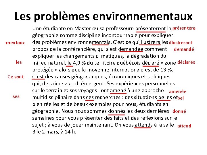 Les problèmes environnementaux -mentaux les Ce sont ses Une étudiante en Master ou sa