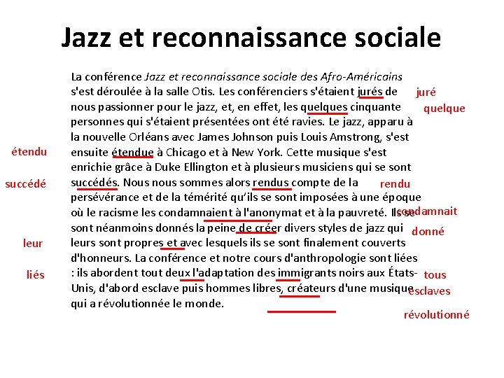 Jazz et reconnaissance sociale étendu succédé leur liés La conférence Jazz et reconnaissance sociale
