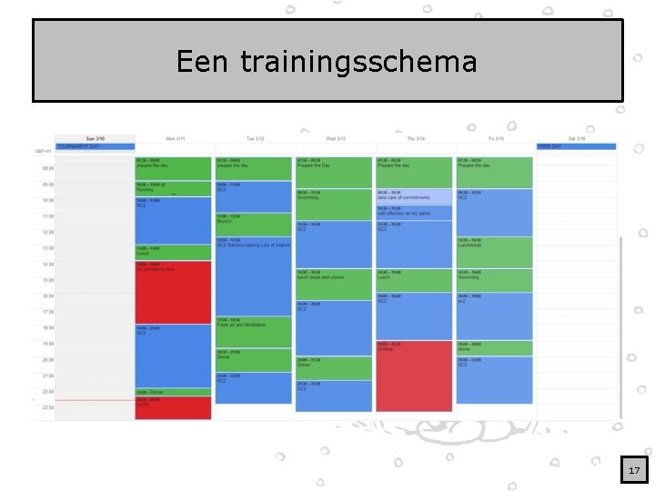 Een trainingsschema 17 