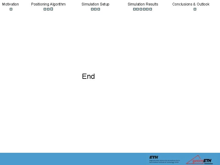 Motivation Positioning Algorithm Simulation Setup End Simulation Results Conclusions & Outlook 