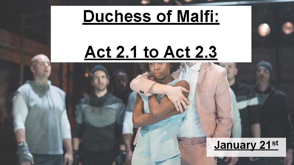 Duchess of Malfi: Act 2. 1 to Act 2. 3 January 21 st 