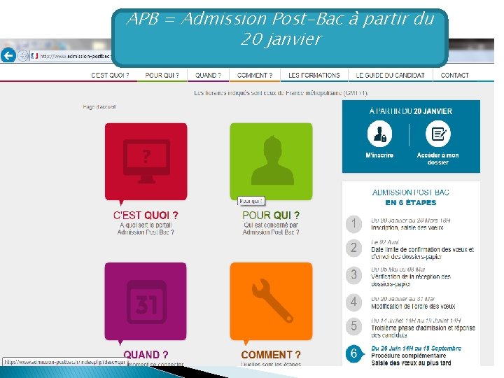 APB = Admission Post-Bac à partir du 20 janvier 