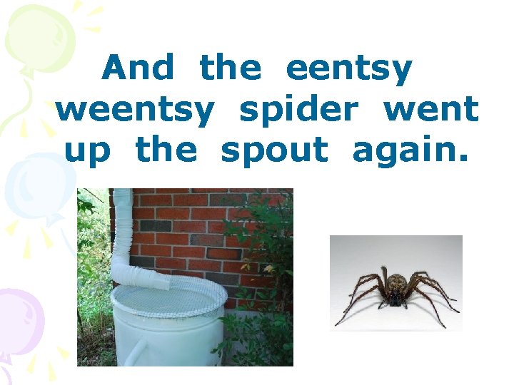 And the eentsy weentsy spider went up the spout again. 
