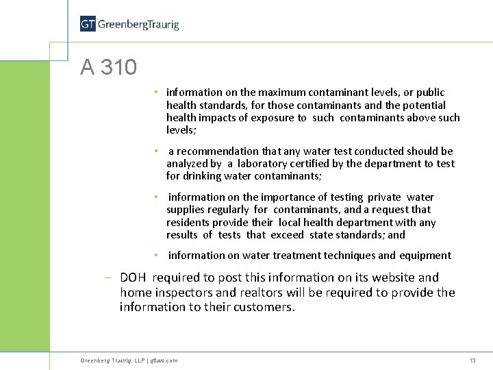 A 310 • information on the maximum contaminant levels, or public health standards, for