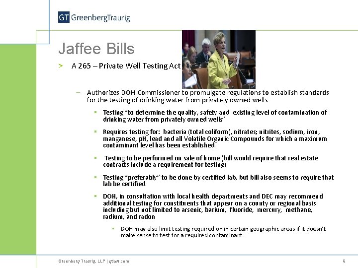 Jaffee Bills > A 265 – Private Well Testing Act – Authorizes DOH Commissioner