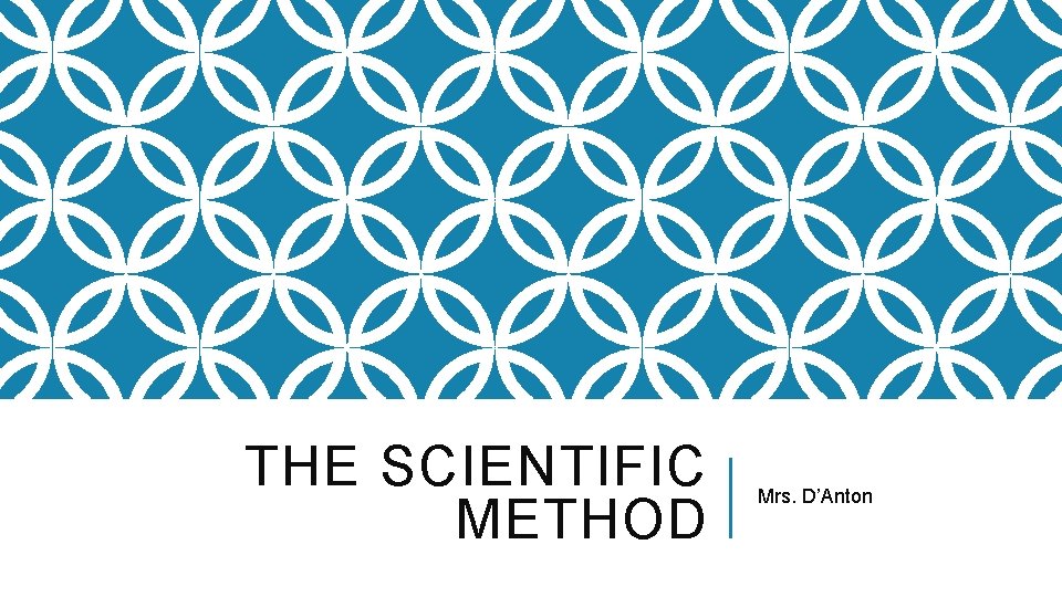 THE SCIENTIFIC METHOD Mrs. D’Anton 