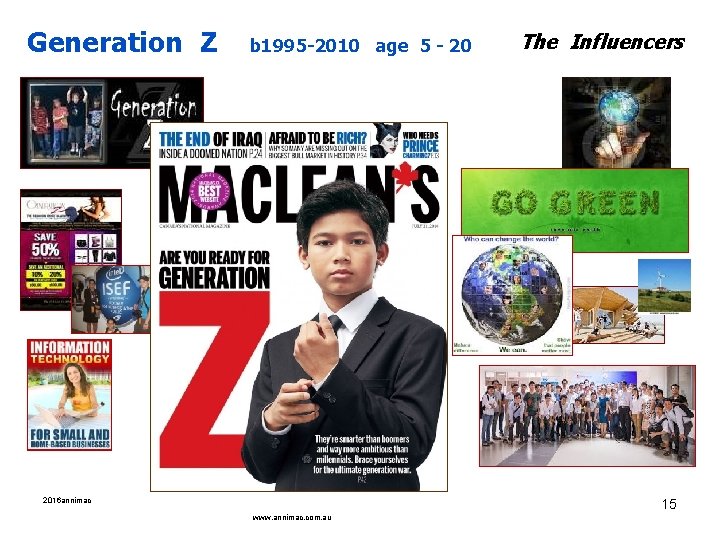 Generation Z b 1995 -2010 age 5 - 20 2016 annimac The Influencers 15