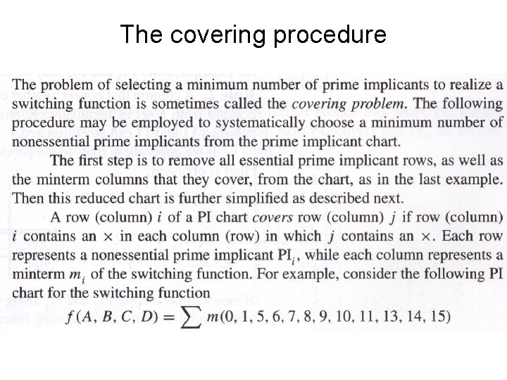 The covering procedure 