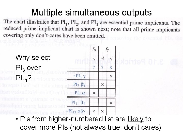 Multiple simultaneous outputs Why select PI 3 over PI 11? • PIs from higher-numbered