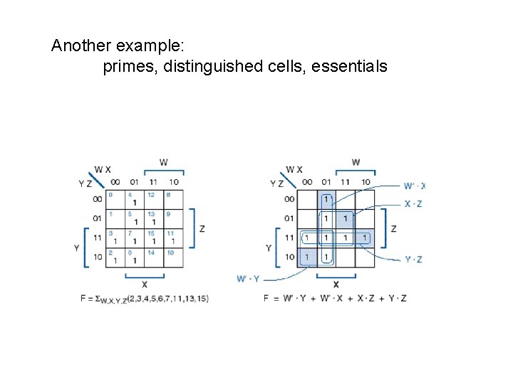 Another example: primes, distinguished cells, essentials 