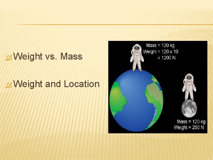  Weight vs. Mass Weight and Location 