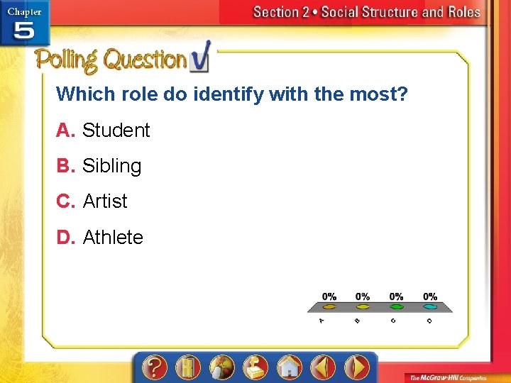 Which role do identify with the most? A. Student B. Sibling C. Artist D.