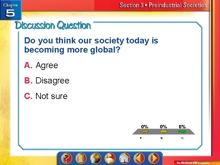 Do you think our society today is becoming more global? A. Agree B. Disagree