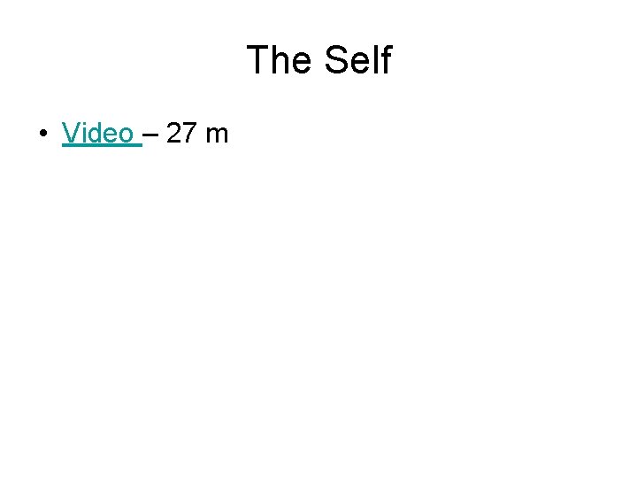 The Self • Video – 27 m 