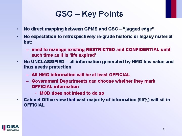 GSC – Key Points • No direct mapping between GPMS and GSC – “jagged GSC – Key Points • No direct mapping between GPMS and GSC – “jagged